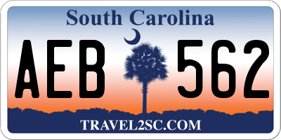 SC license plate AEB562