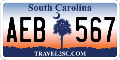 SC license plate AEB567
