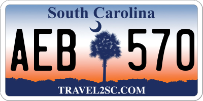 SC license plate AEB570