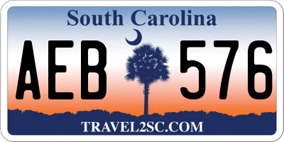 SC license plate AEB576