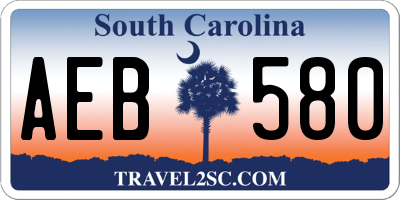 SC license plate AEB580