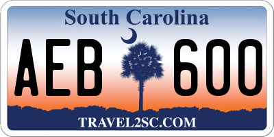 SC license plate AEB600