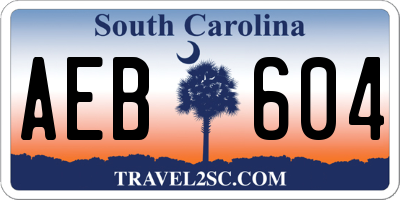 SC license plate AEB604
