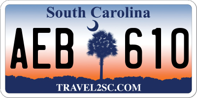 SC license plate AEB610