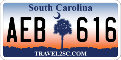 SC license plate AEB616