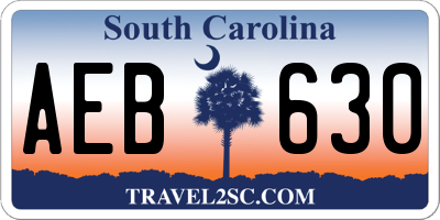 SC license plate AEB630