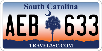 SC license plate AEB633