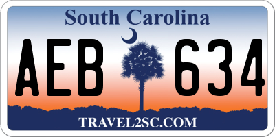 SC license plate AEB634