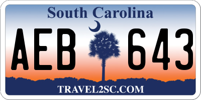 SC license plate AEB643
