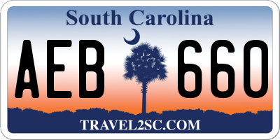 SC license plate AEB660