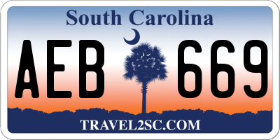 SC license plate AEB669