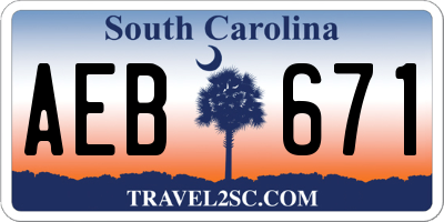 SC license plate AEB671