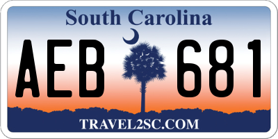 SC license plate AEB681