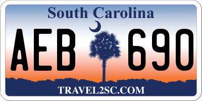 SC license plate AEB690