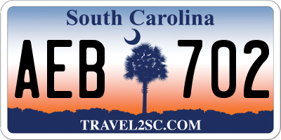 SC license plate AEB702
