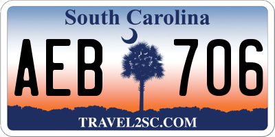 SC license plate AEB706