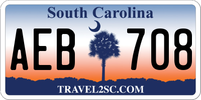 SC license plate AEB708