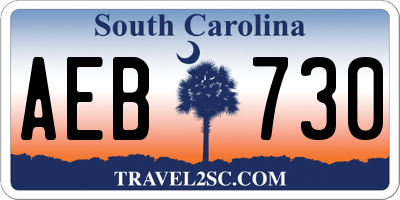 SC license plate AEB730