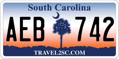 SC license plate AEB742