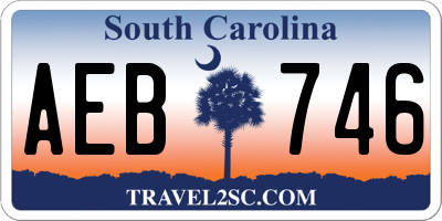 SC license plate AEB746