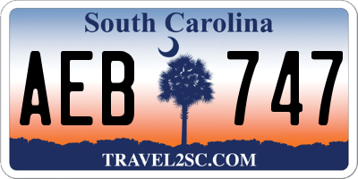 SC license plate AEB747