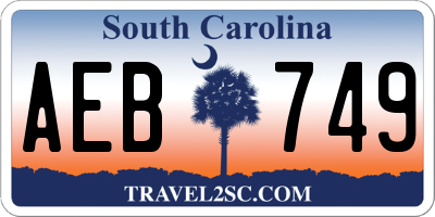 SC license plate AEB749