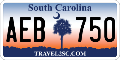 SC license plate AEB750