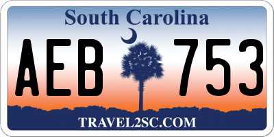 SC license plate AEB753