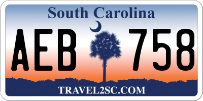 SC license plate AEB758