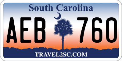 SC license plate AEB760