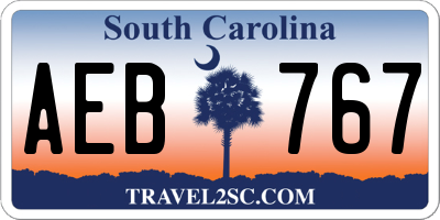 SC license plate AEB767