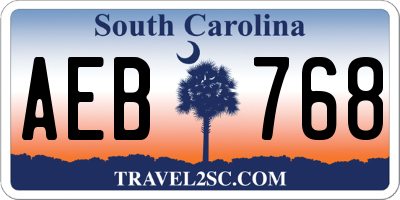 SC license plate AEB768
