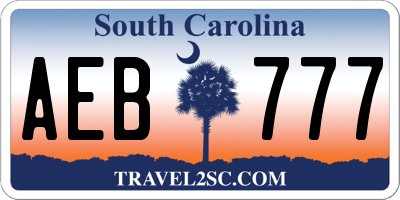 SC license plate AEB777