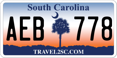 SC license plate AEB778