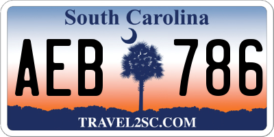 SC license plate AEB786