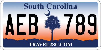 SC license plate AEB789