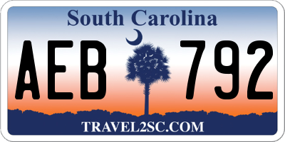 SC license plate AEB792