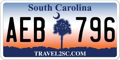 SC license plate AEB796