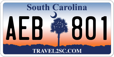 SC license plate AEB801