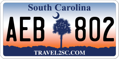 SC license plate AEB802