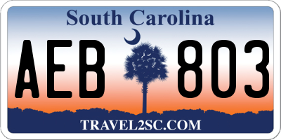 SC license plate AEB803