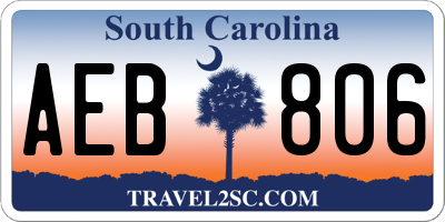 SC license plate AEB806