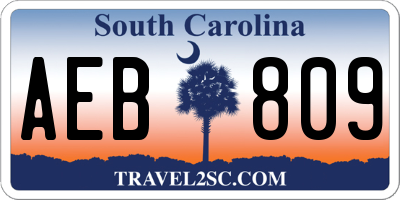 SC license plate AEB809