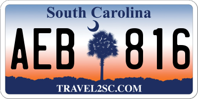 SC license plate AEB816