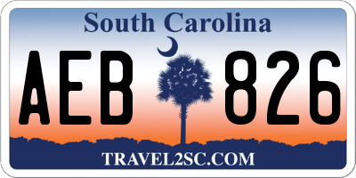 SC license plate AEB826