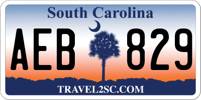 SC license plate AEB829