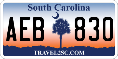 SC license plate AEB830
