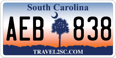 SC license plate AEB838