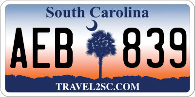 SC license plate AEB839