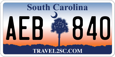 SC license plate AEB840